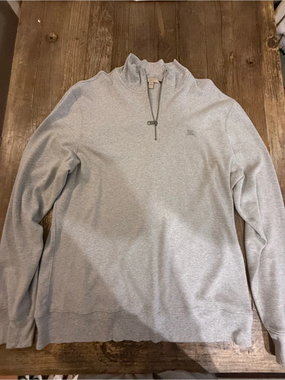 Burberry Light Gray Quarter-Zip Pullover Sweater